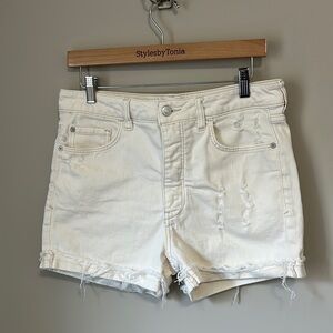 ANTHROPOLOGIE Pilcro and the Letterpress White Distressed Button Fly Short Sz 30